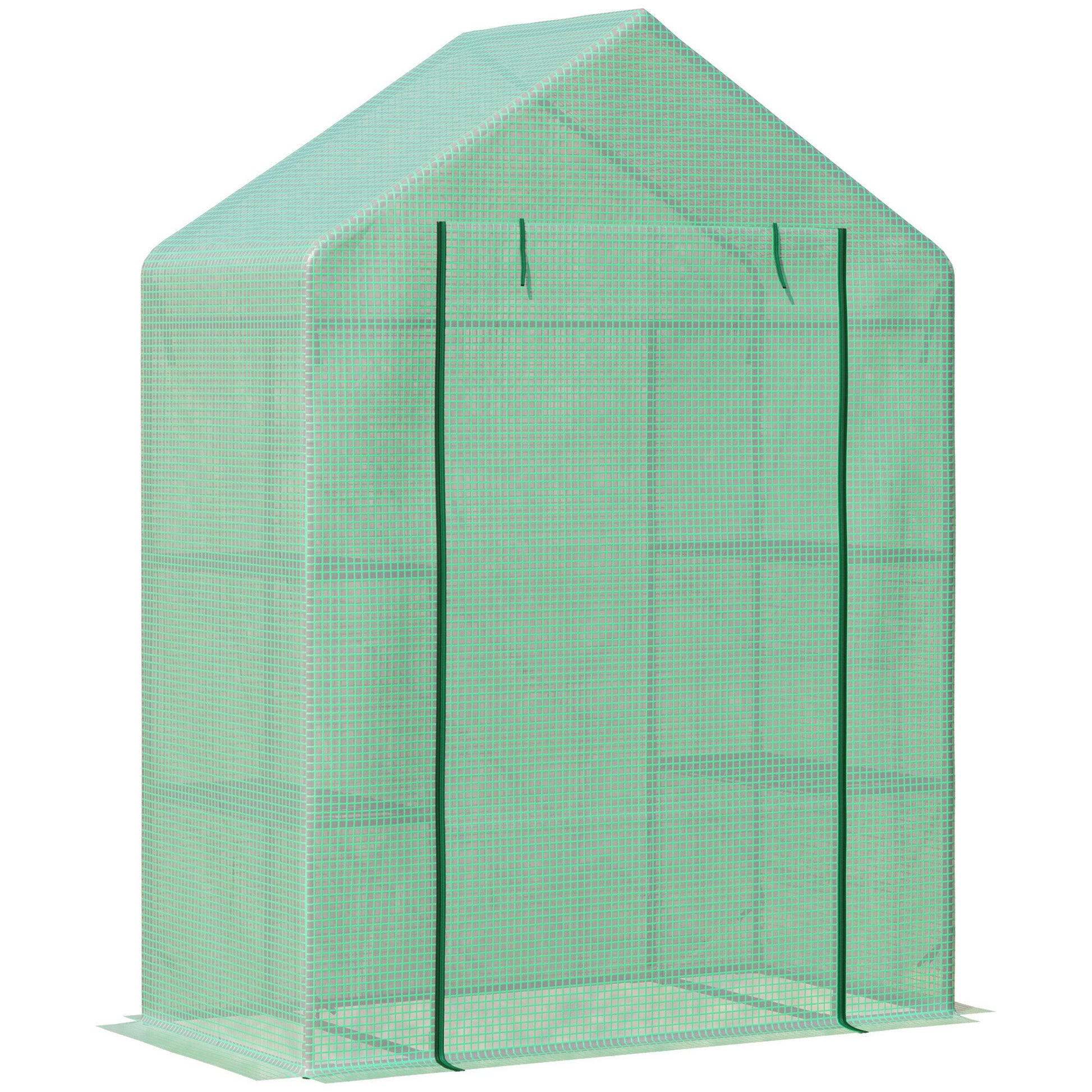 Walk In Greenhouse for Outdoor, Portable Gardening Plant Grow House with 2 Tier Shelf, Roll-Up Zippered Door, PE Cover, 55" W x 28" D x 75" H, Green Walk In Greenhouses Green  at Gallery Canada