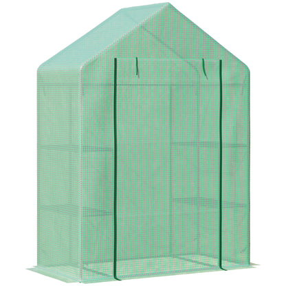 Walk In Greenhouse for Outdoor, Portable Gardening Plant Grow House with 2 Tier Shelf, Roll-Up Zippered Door, PE Cover, 55" W x 28" D x 75" H, Green Walk In Greenhouses Green  at Gallery Canada