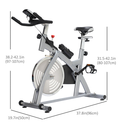 Upright Exercise Bike, Home Gym Cycling Fitness Machine, Equipment with Adjustable Resistance LCD Monitor Bottle Holder, Sliver Exercise & Stationary Bikes   at Gallery Canada