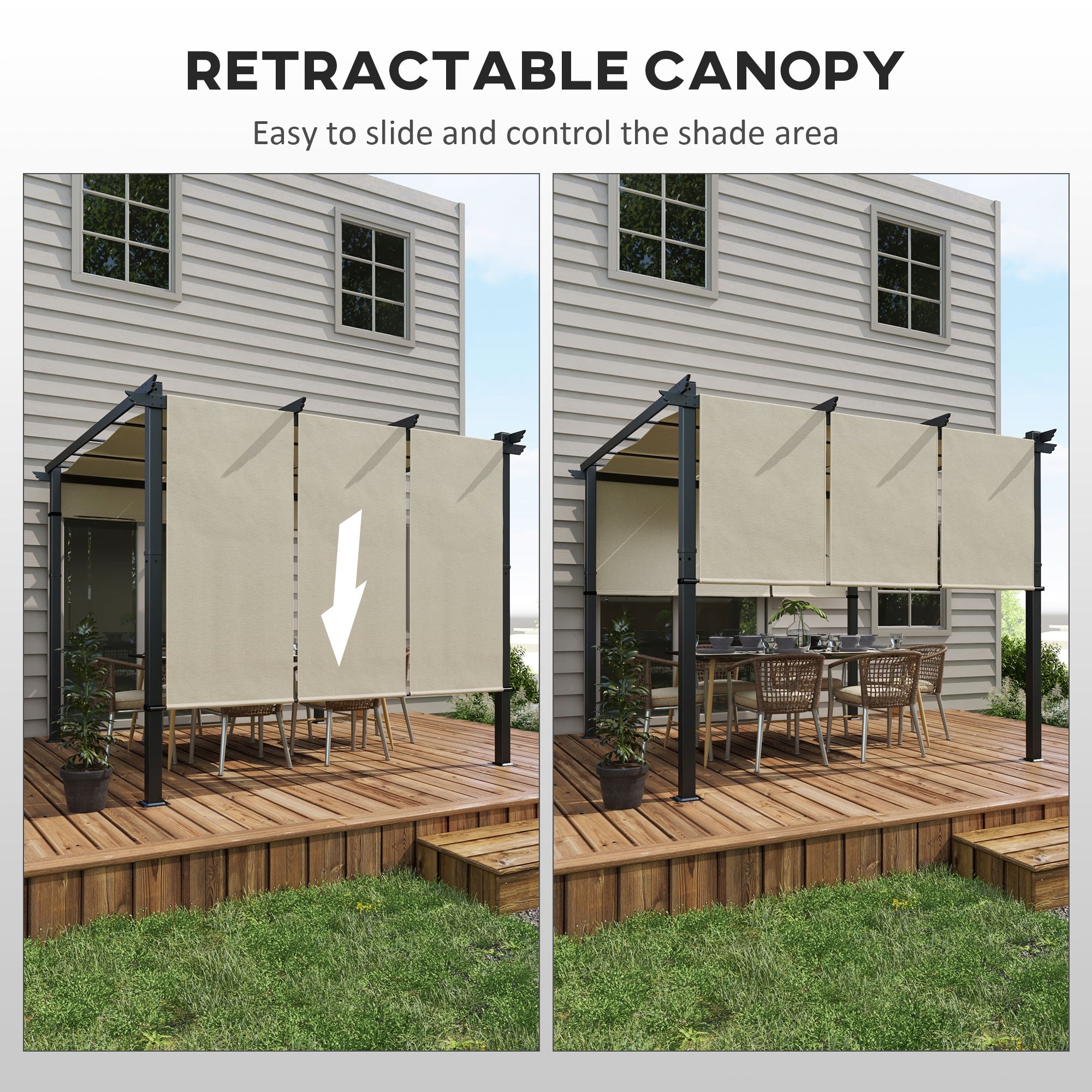 10' x 10' Metal Pergola, Outdoor Pergola with Retractable Canopy, for Garden, Patio, Backyard, Deck Pergolas at Gallery Canada