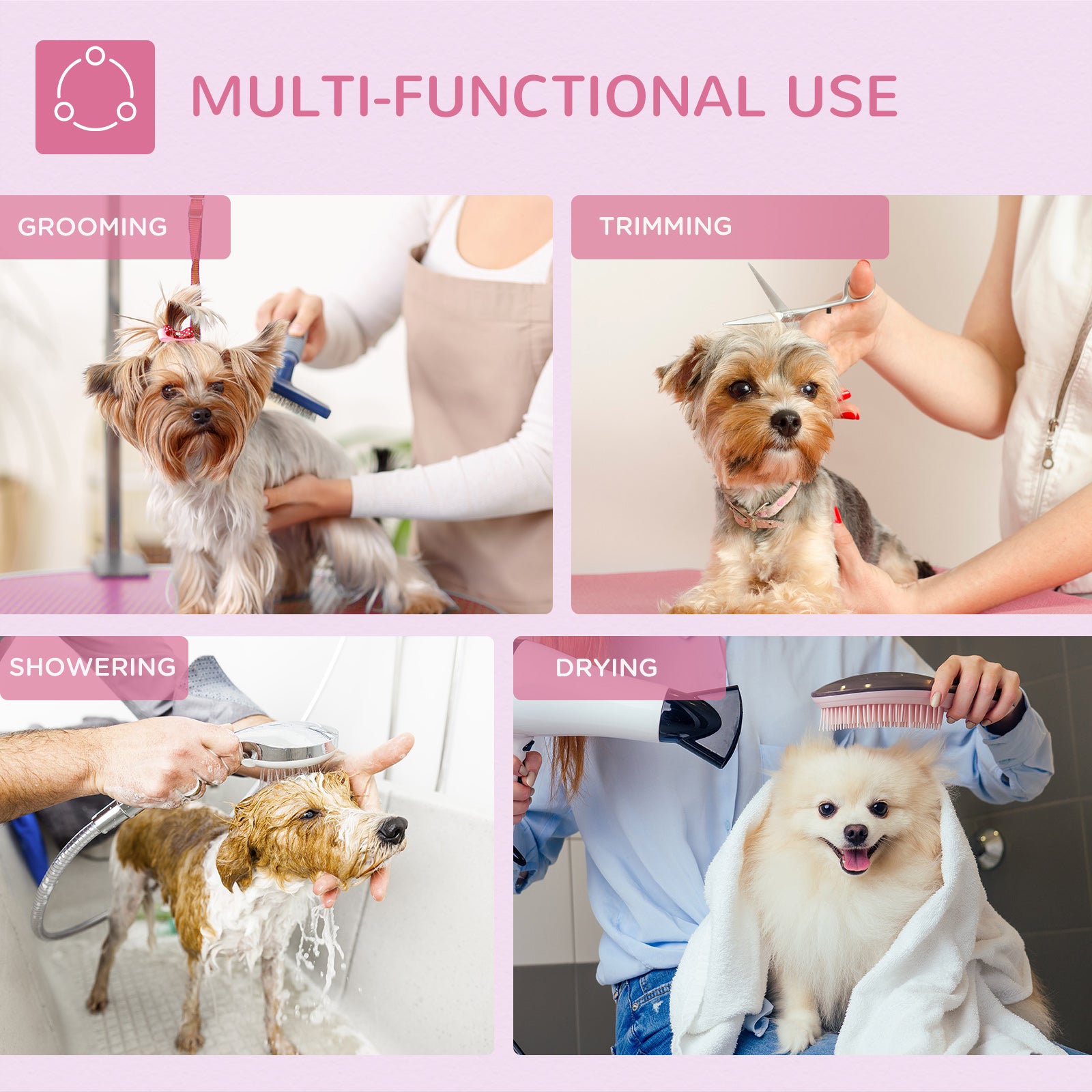 Foldable Pet Grooming Table for Dogs Cats with Adjustable Arm, Non-slip Surface, Pink Dog Grooming Tables at Gallery Canada