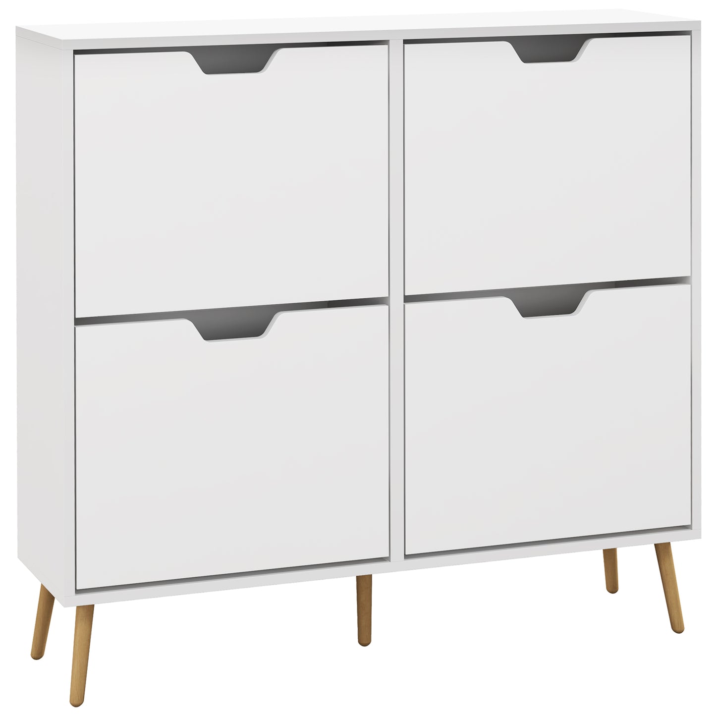 Shoe Storage Cabinet with 4 Flip Drawers and Adjustable Shelf, Shoe Cabinet for 16 Pairs of Shoes, White Shoe Storage Cabinets & Racks   at Gallery Canada