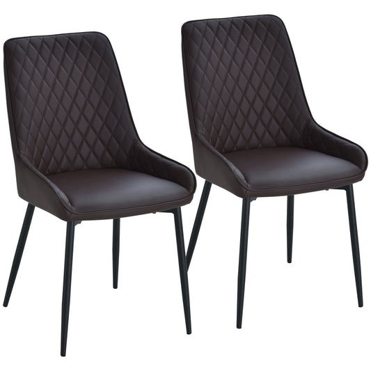 Dining Chairs Set of 2, Modern PU Leather Upholstered Kitchen Chairs with Diamond Tufted Backs and Steel Legs for Living Room, Brown Bar Stools Brown  at Gallery Canada