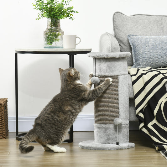 23" Cat Scratching Post with Covered Plush, Play Balls, for Indoor Cats, Grey Cat Posts   at Gallery Canada