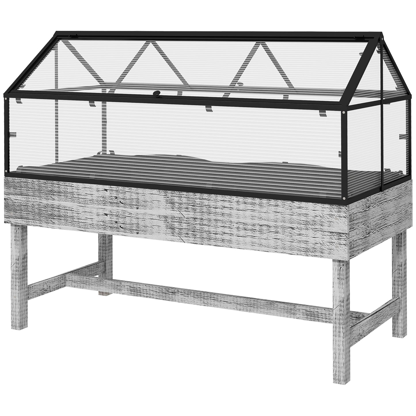 Wood Elevated Planter Box with Cold Frame Greenhouse, Raised Garden Bed for Vegetables, Flowers, Herbs, Distressed Grey Raised Garden Beds Distressed Grey  at Gallery Canada