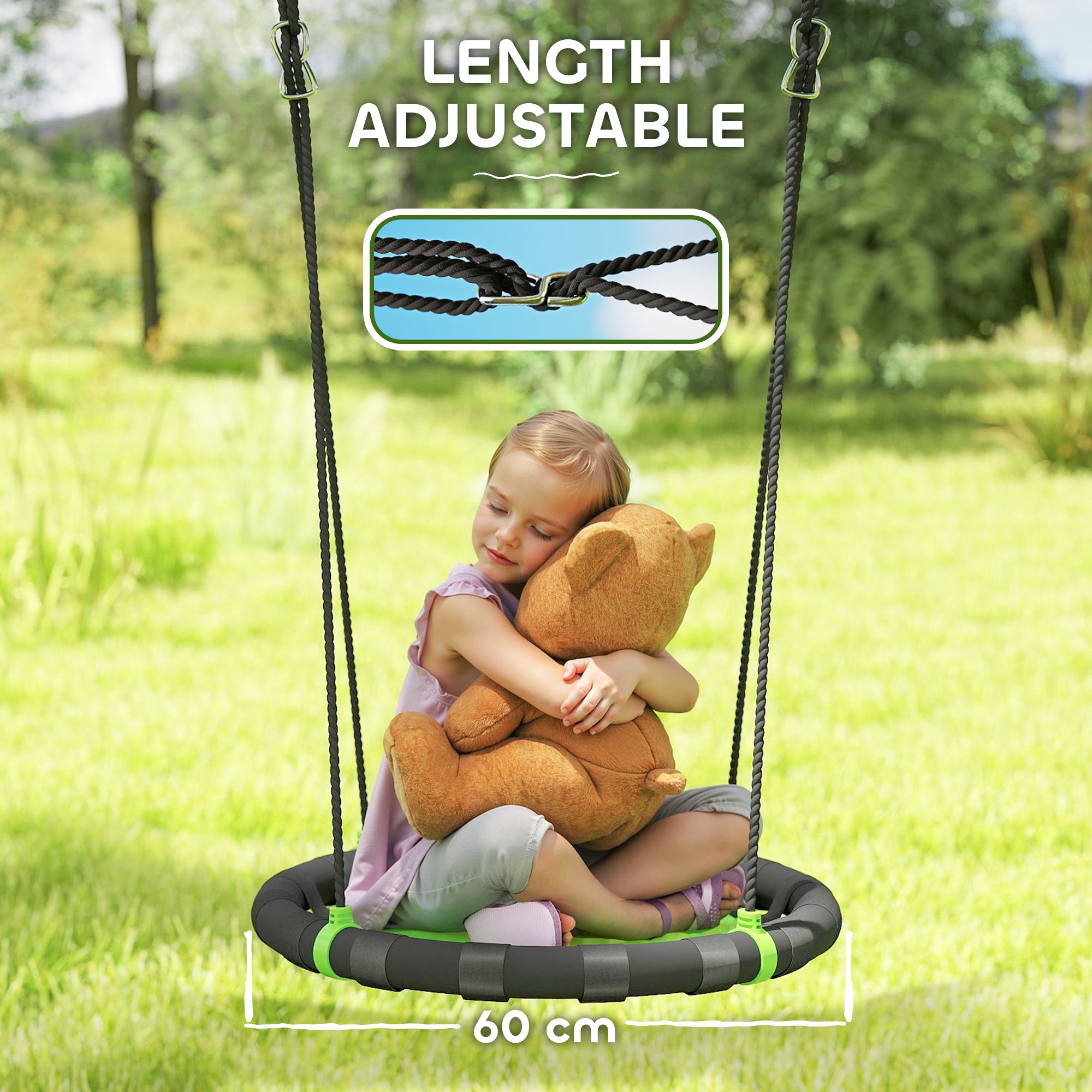 24 inch Saucer Tree Swing Set for Kids with Adjustable Hanging Ropes for Outdoor, Backyard, Green Gym Sets & Swings at Gallery Canada