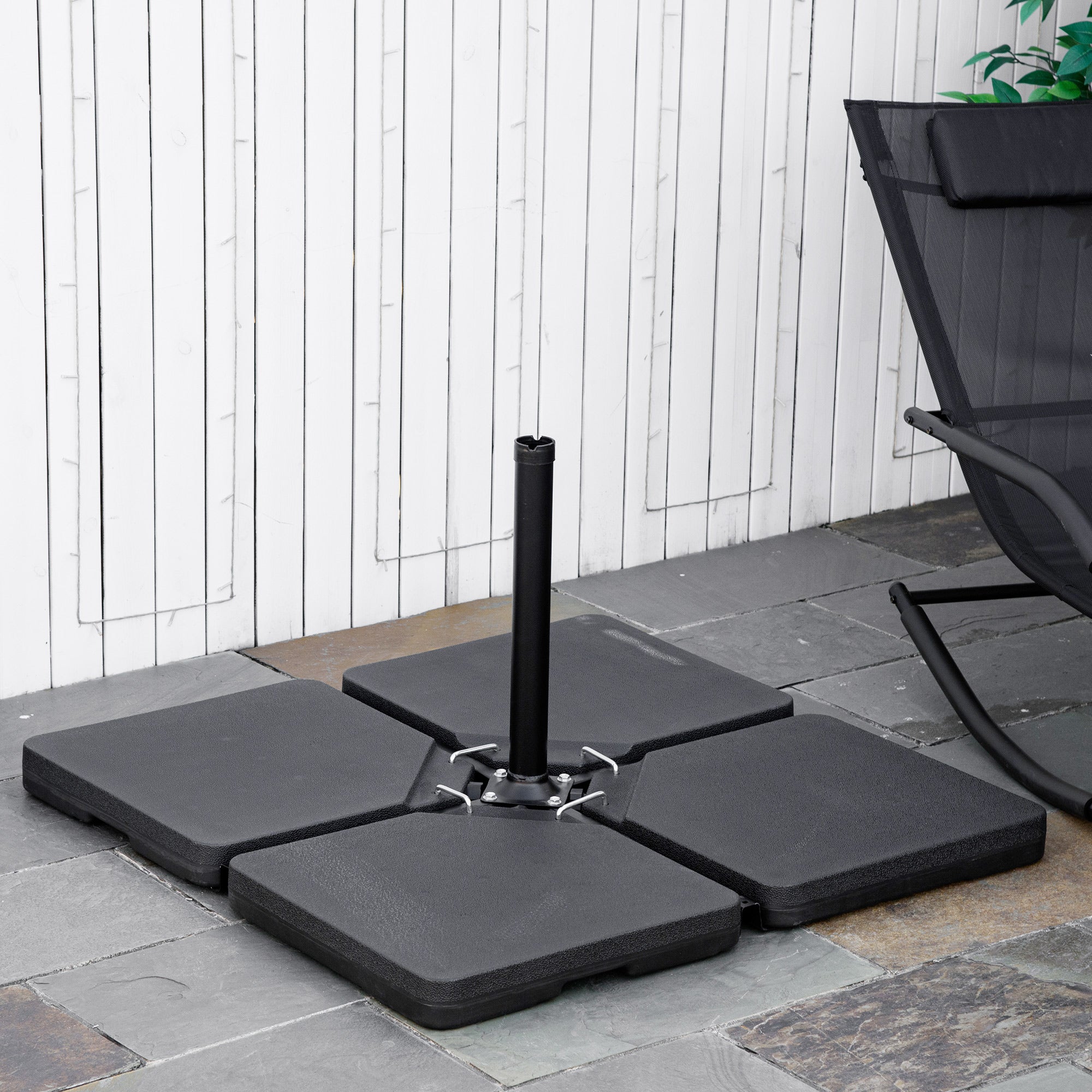 Set of 4 Parasol Base Stand Weights for Banana Hanging Cantilever Umbrella, Can Be Filled with Sand or Water, Black Umbrella Bases at Gallery Canada