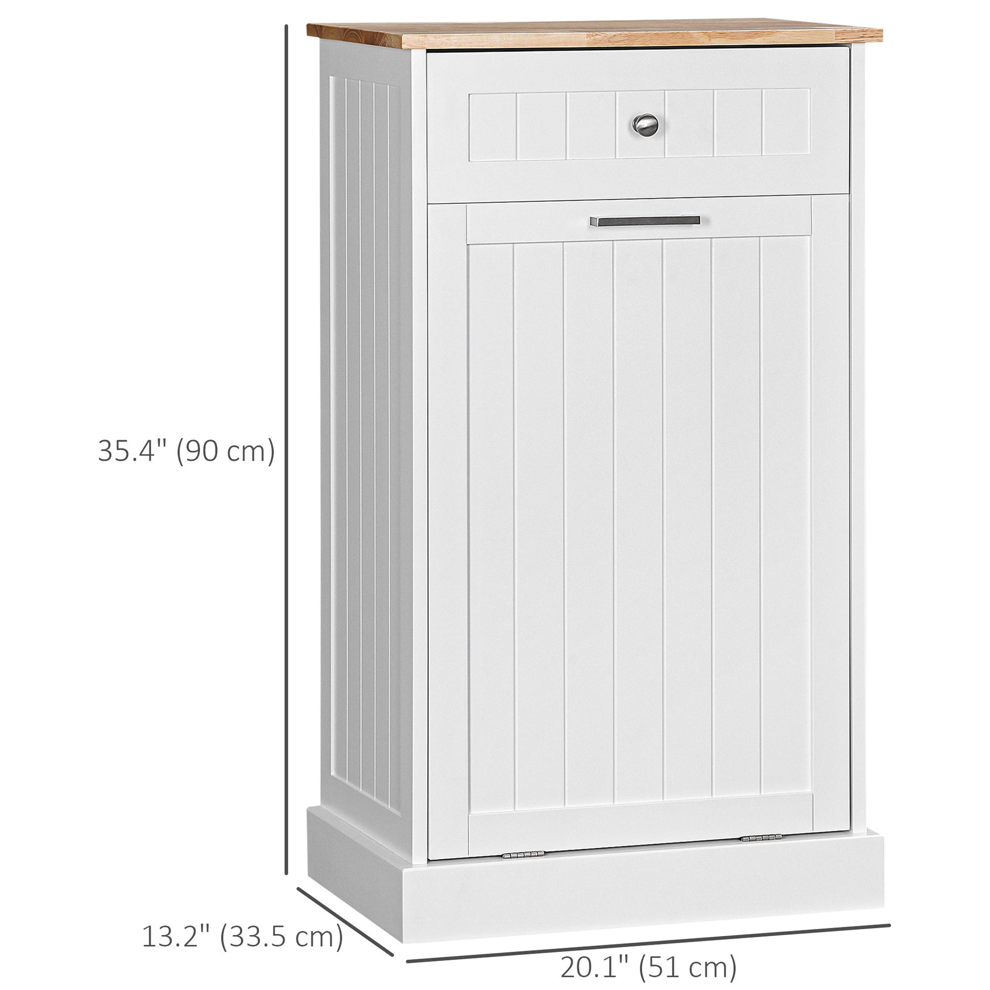 Kitchen Tilt Out Trash Bin Cabinet, Free Standing Recycling Cabinet, Trash Can Holder with Drawer, White Storage Cabinets   at Gallery Canada