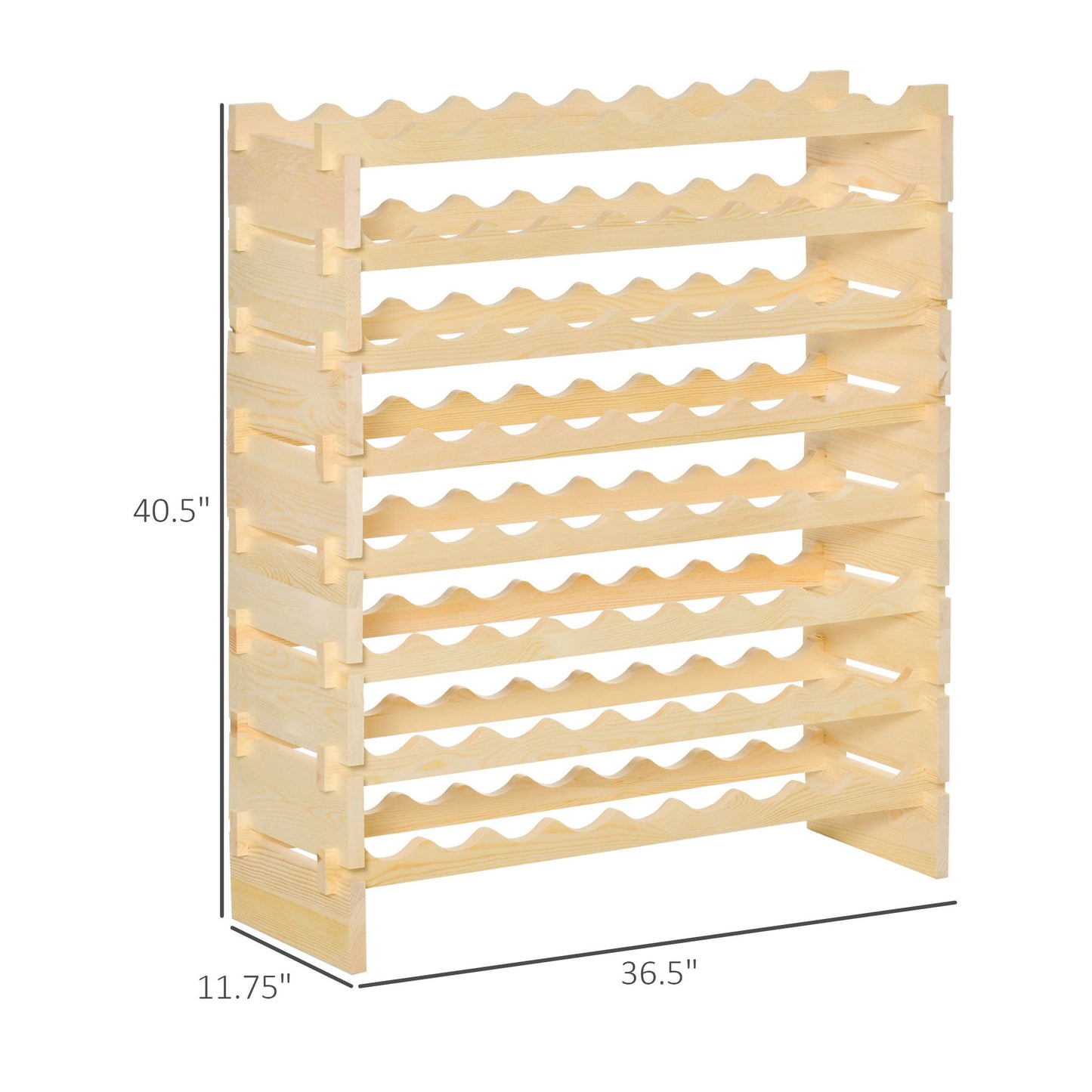 8-Tier Solid Pine Wooden Wine Rack, Stackable Wine Holder Wine Cabinet Free Standing Floor Liquor Storage Shelf, 72-Bottle Wine Racks   at Gallery Canada