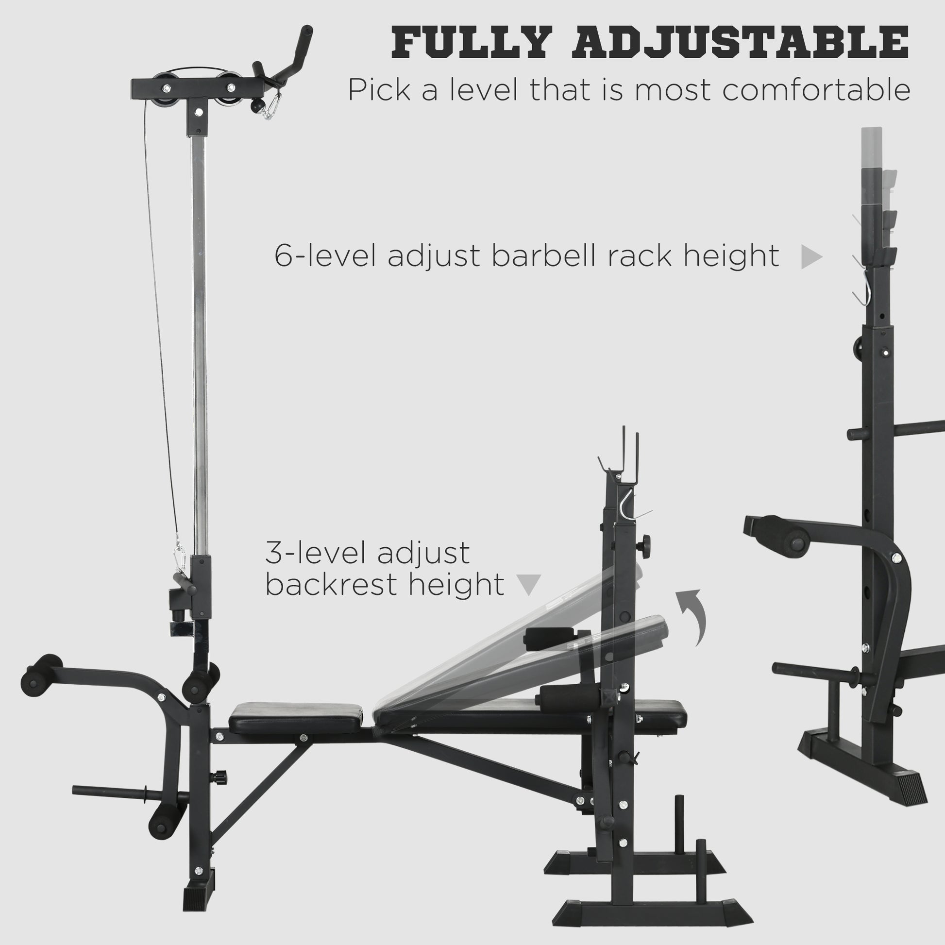 Adjustable Weight Bench with Pulley System for Home Gym Full Body Workout Weight Benches   at Gallery Canada