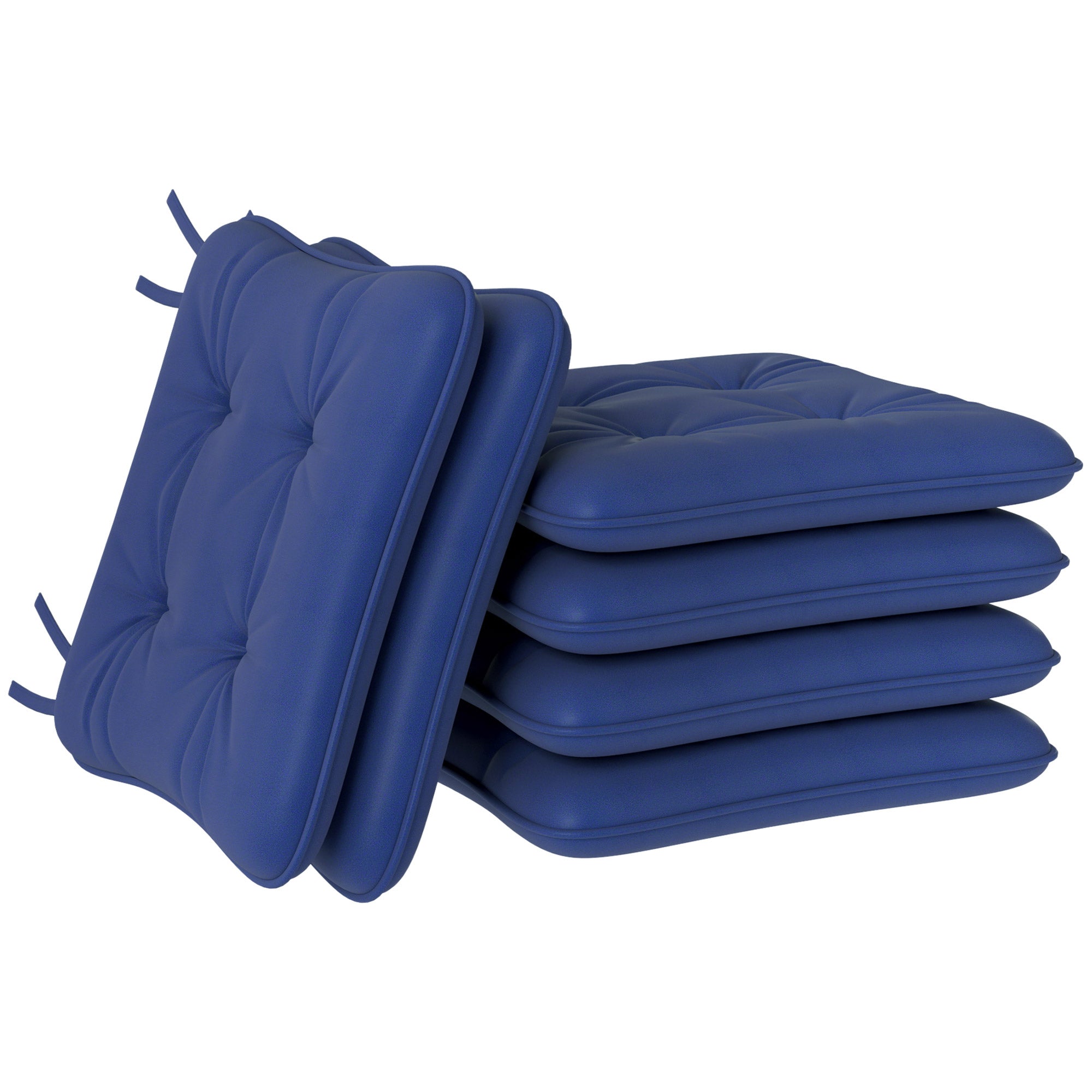 6-Piece Seat Cushion Replacement, Outdoor Patio Chair Cushions Set with Ties, Button Tufted, Dark Blue Patio Chair Cushions at Gallery Canada
