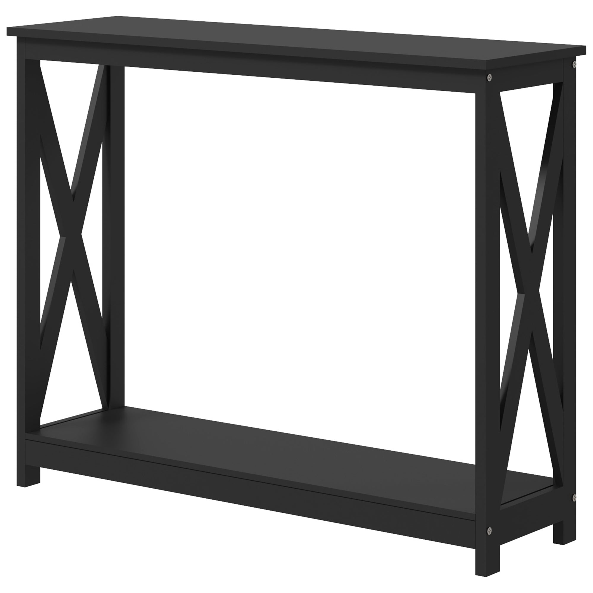 Console Table, 2 Tier Entryway Table with Bottom Shelf for Living Room, Hallway, Black Console Tables Black  at Gallery Canada