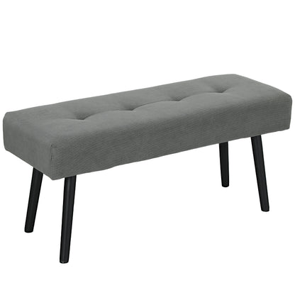 39" Upholstered Ottoman Bench, Corduroy Entryway Bedroom Bench with Padded Seat and Steel Legs for Bedroom, Grey Storage Ottomans & Benches   at Gallery Canada