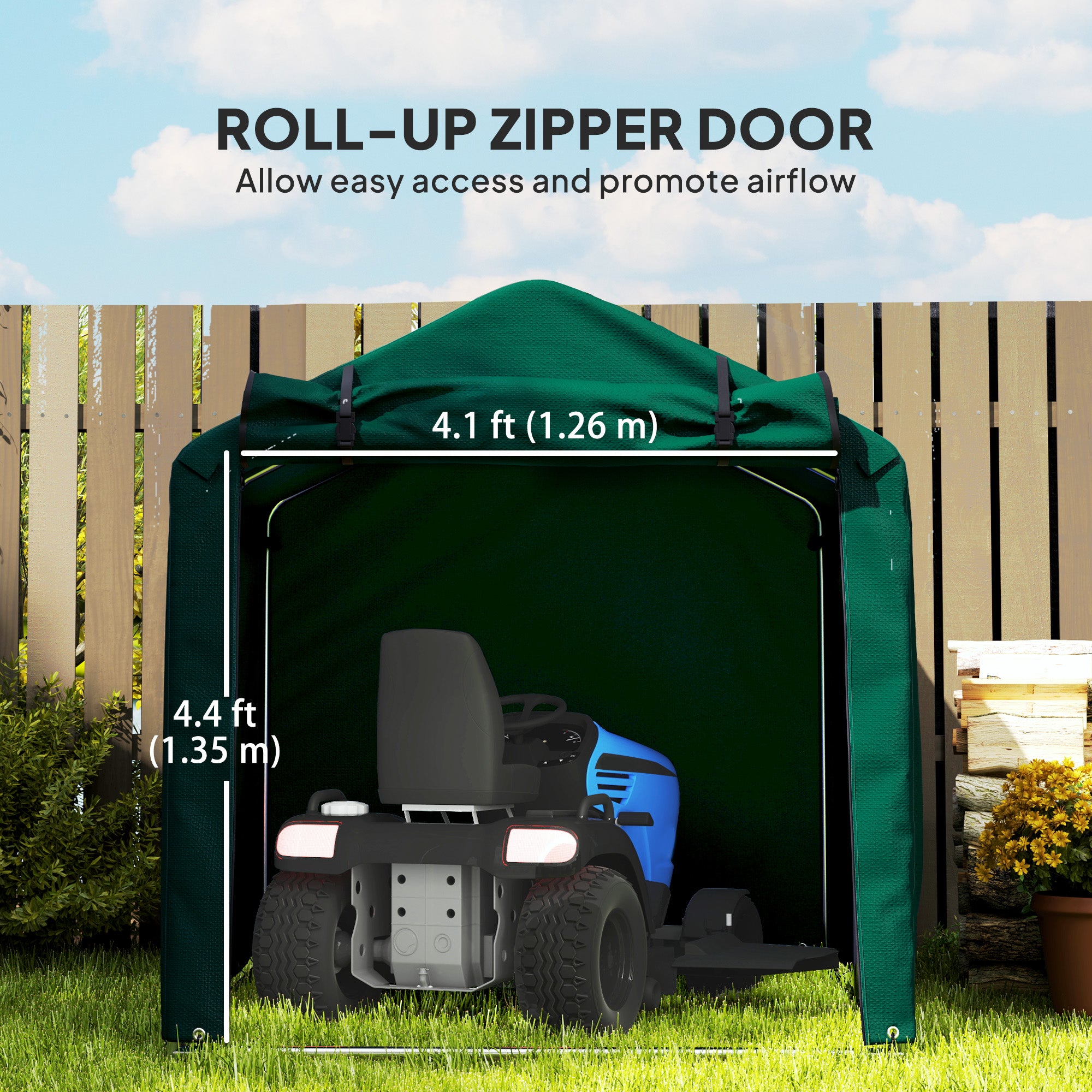 Outdoor Storage Shed, UV Resistant Bike Tent with Roll-up Zipper Door, Portable Shed for Bike, Motorcycle, Dark Green Sheds at Gallery Canada
