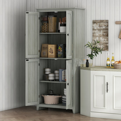 72" Freestanding Storage Cabinet, Kitchen Pantry Cabinet with Doors and Shelves for Dining Room, Grey Kitchen Pantry Cabinets Grey at Gallery Canada