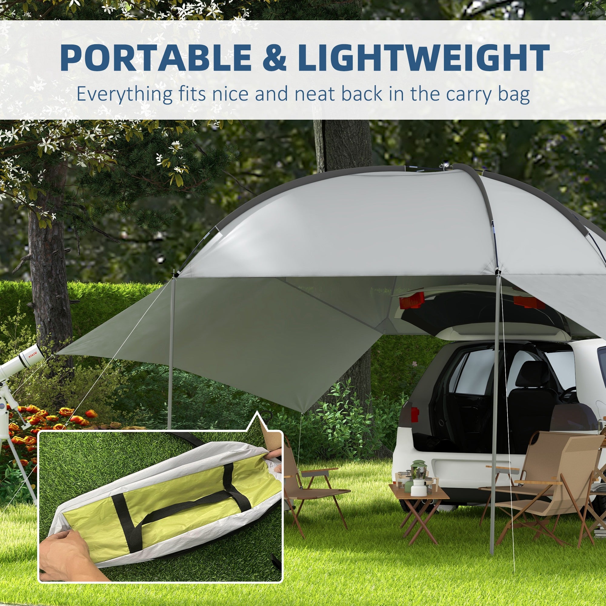 Portable SUV Tailgate Tent with Awning and 2 Side Walls, Rooftop Car Awning Sun Shelter, for Truck, RV, Van, Trailer Camping Tents at Gallery Canada
