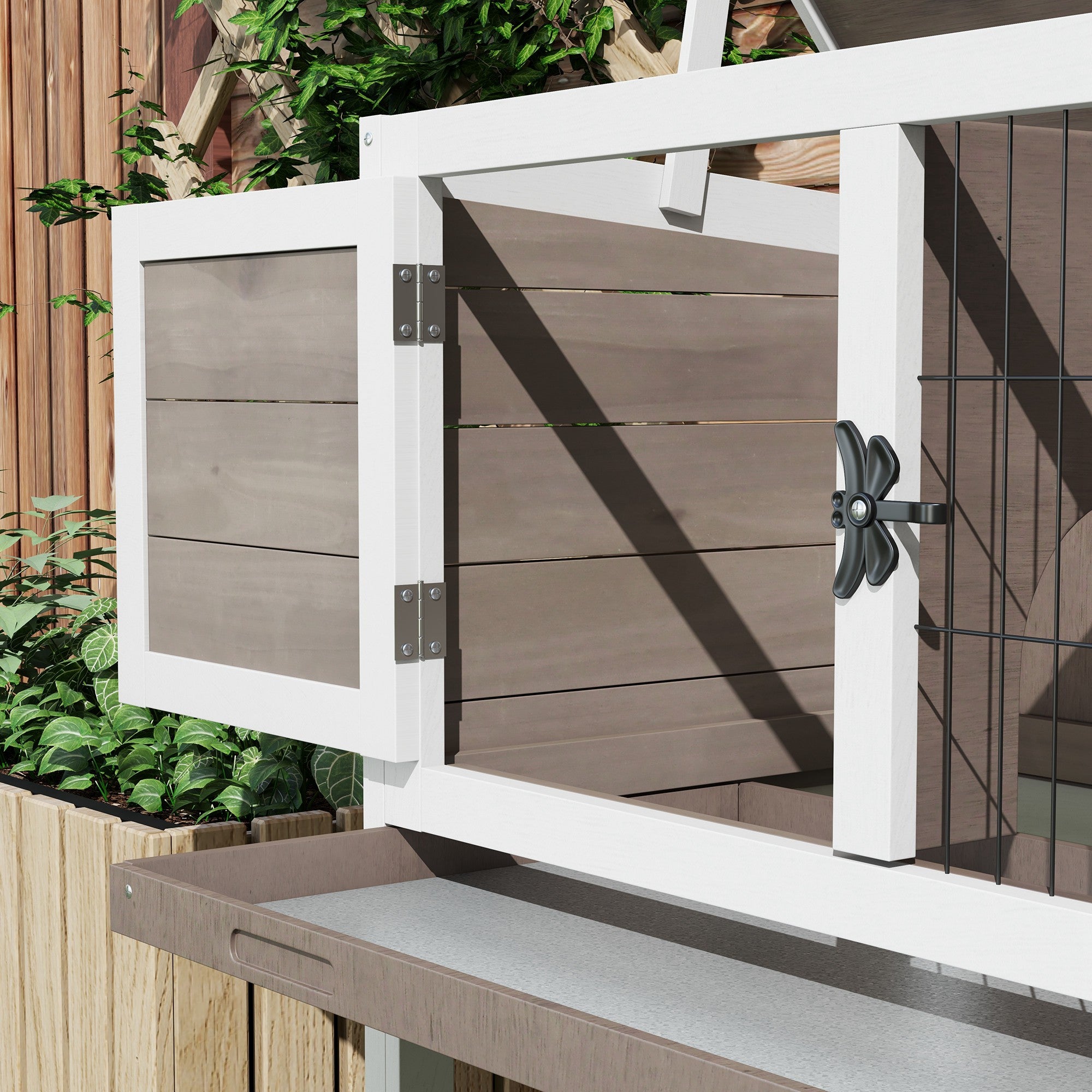 Wooden Rabbit Hutch with Openable Asphalt Roof, Tray, Brown Rabbit Hutch at Gallery Canada