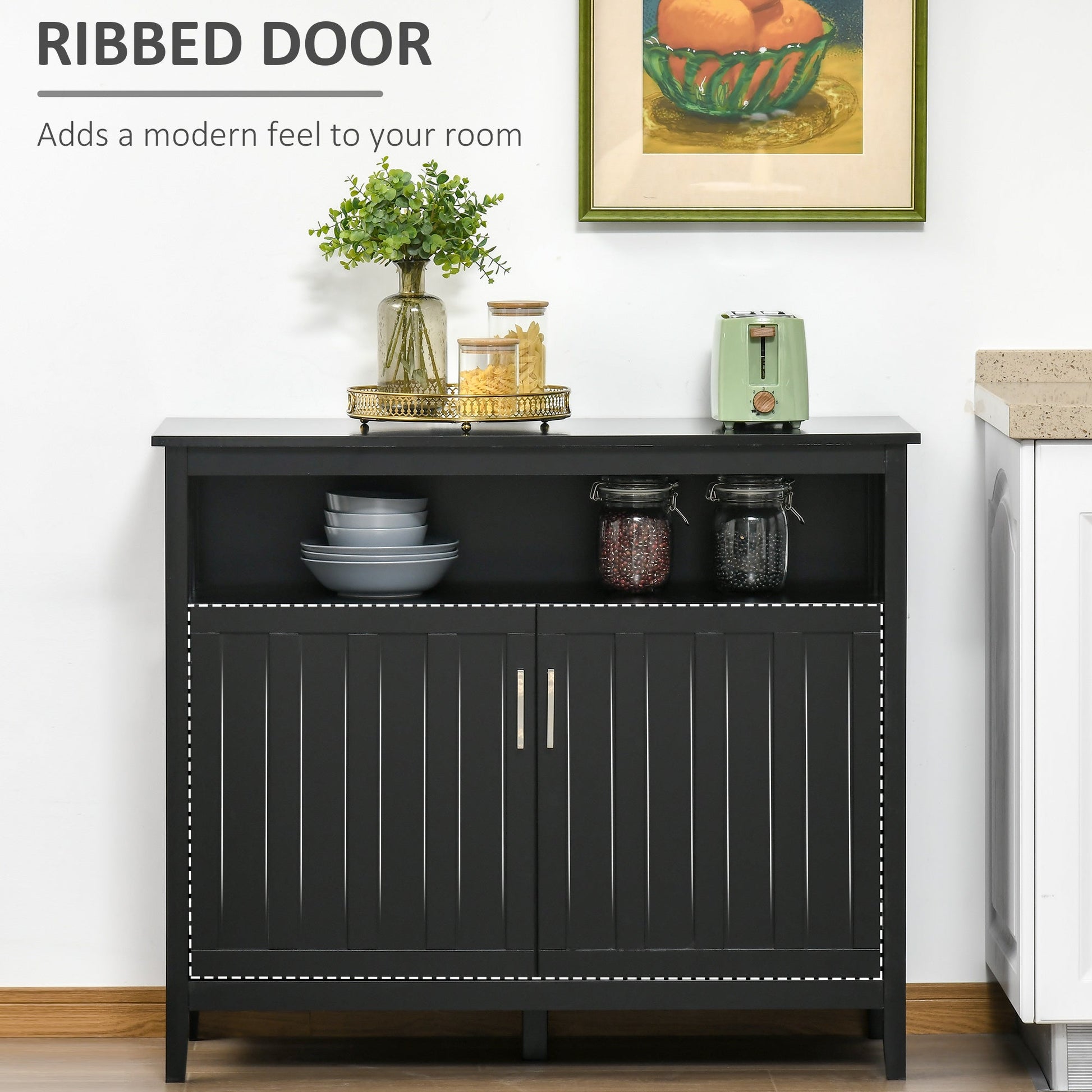 Sideboard Buffet Server Storage Cabinet Console Table with 2 Doors and Adjustable Shelves for Kitchen &; Dining Room, Black Bar Cabinets   at Gallery Canada