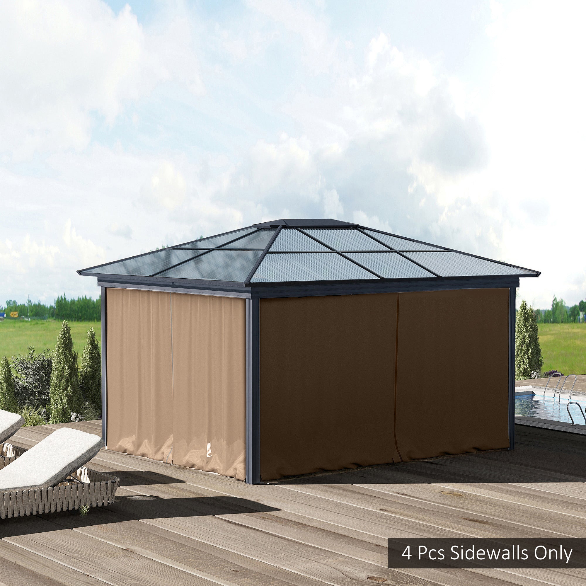 10' x 10' Universal Gazebo Sidewall Set with 4 Panels, Hooks/C-Rings Included for Pergolas &; Cabanas, Brown Gazebo Sidewalls at Gallery Canada