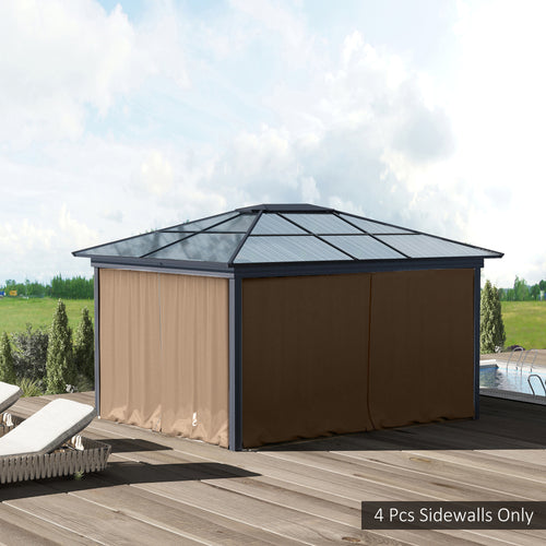 10' x 10' Universal Gazebo Sidewall Set with 4 Panels, Hooks/C-Rings Included for Pergolas &; Cabanas, Brown