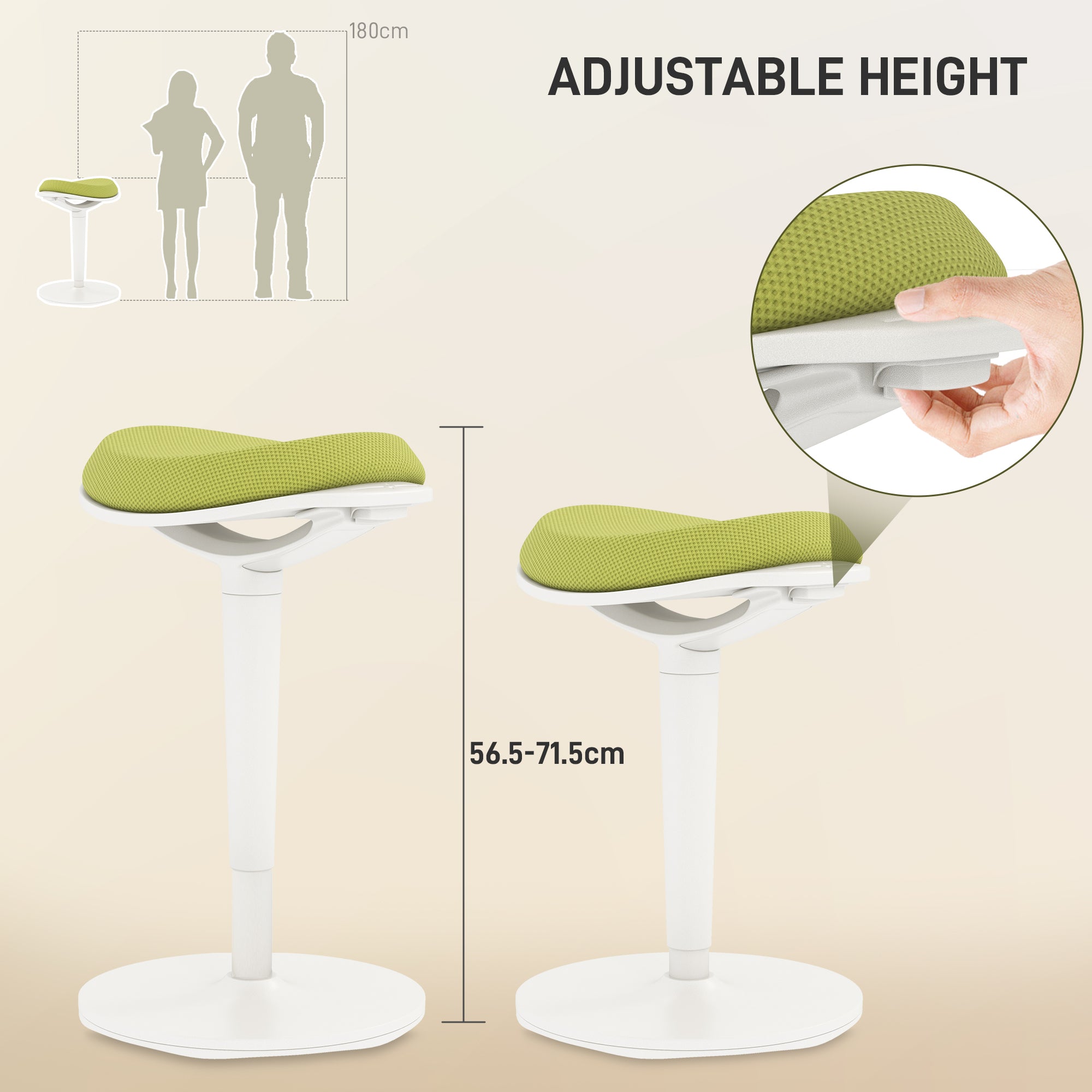 Standing Desk Stool, Ergonomic Wobble Chair, Adjustable Leaning Stool for Office Desks, with Rocking Motion, Green Office Chairs   at Gallery Canada