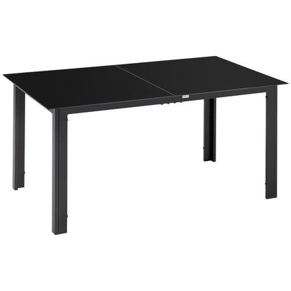 Outdoor Dining Table for 6, Aluminium Rectangular Patio Table with Tempered Glass Tabletop, Black Patio Dinning Tables Black  at Gallery Canada