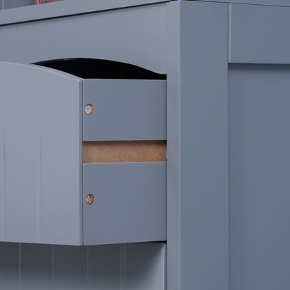 Bathroom Storage Cabinet, Tall Linen Tower with 3-Tier Shelves and Drawer and Door, Grey Bathroom Cabinets   at Gallery Canada