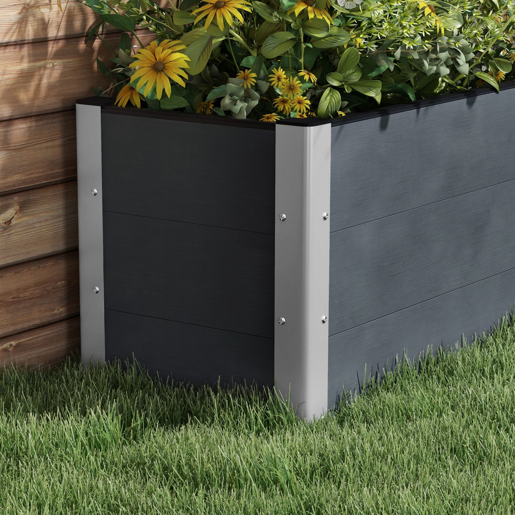 6.6' x 1.6' x 1.8' Elevated Planter Box with Open Bottom, Raised Garden Bed for Vegetables, Flowers, Fruits, Herbs, Grey Raised Garden Beds   at Gallery Canada