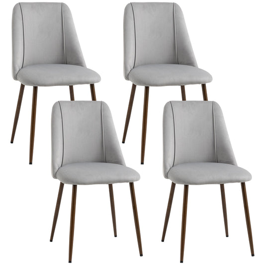 Dining Chairs Set of 4, Modern Kitchen Chair with Velvet-touch Upholstery, Curved Back and Wood-grain Steel Leg for Living Room, Bedroom, Grey Bar Stools Multi Colour  at Gallery Canada