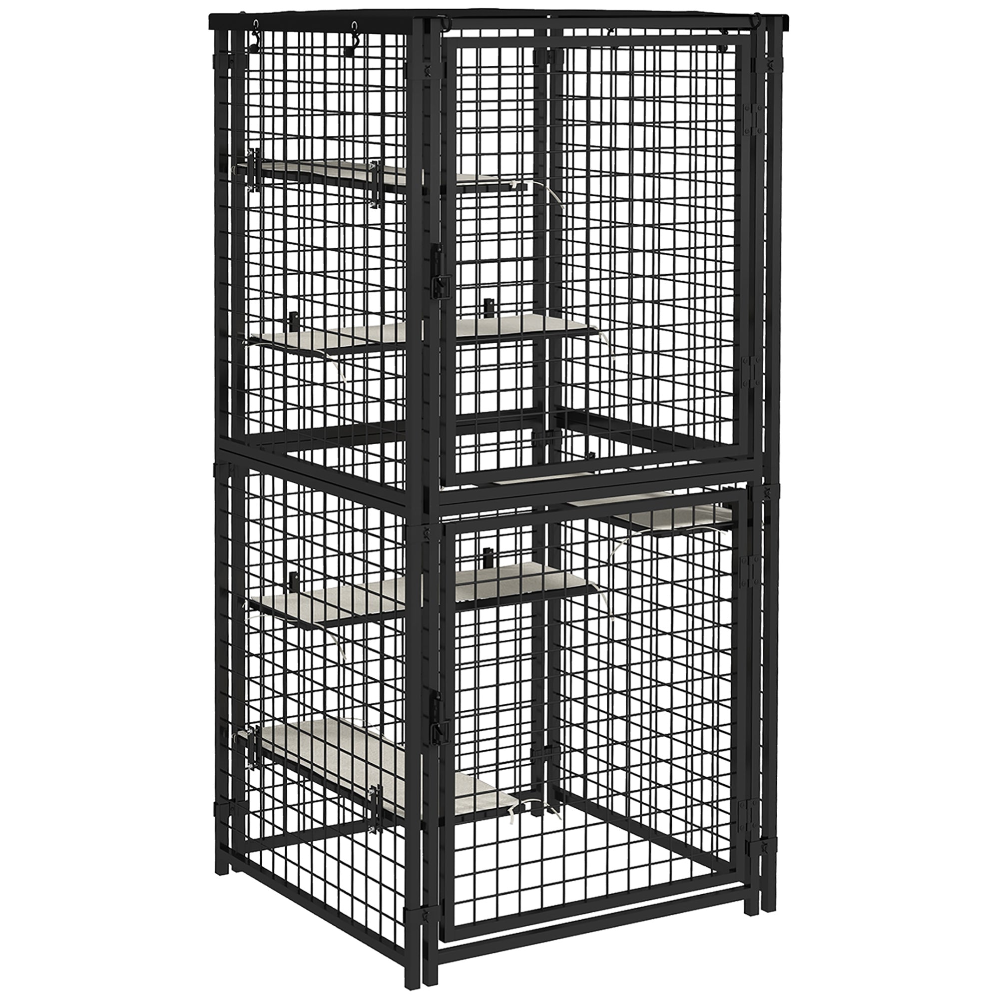 Cat Cage Multi-Level Catio Steel Outdoor Cat Enclosure w/ UV-and Water Resistant Cover, 5 Platforms, Soft Pads, Black Outdoor Cat Enclosures at Gallery Canada