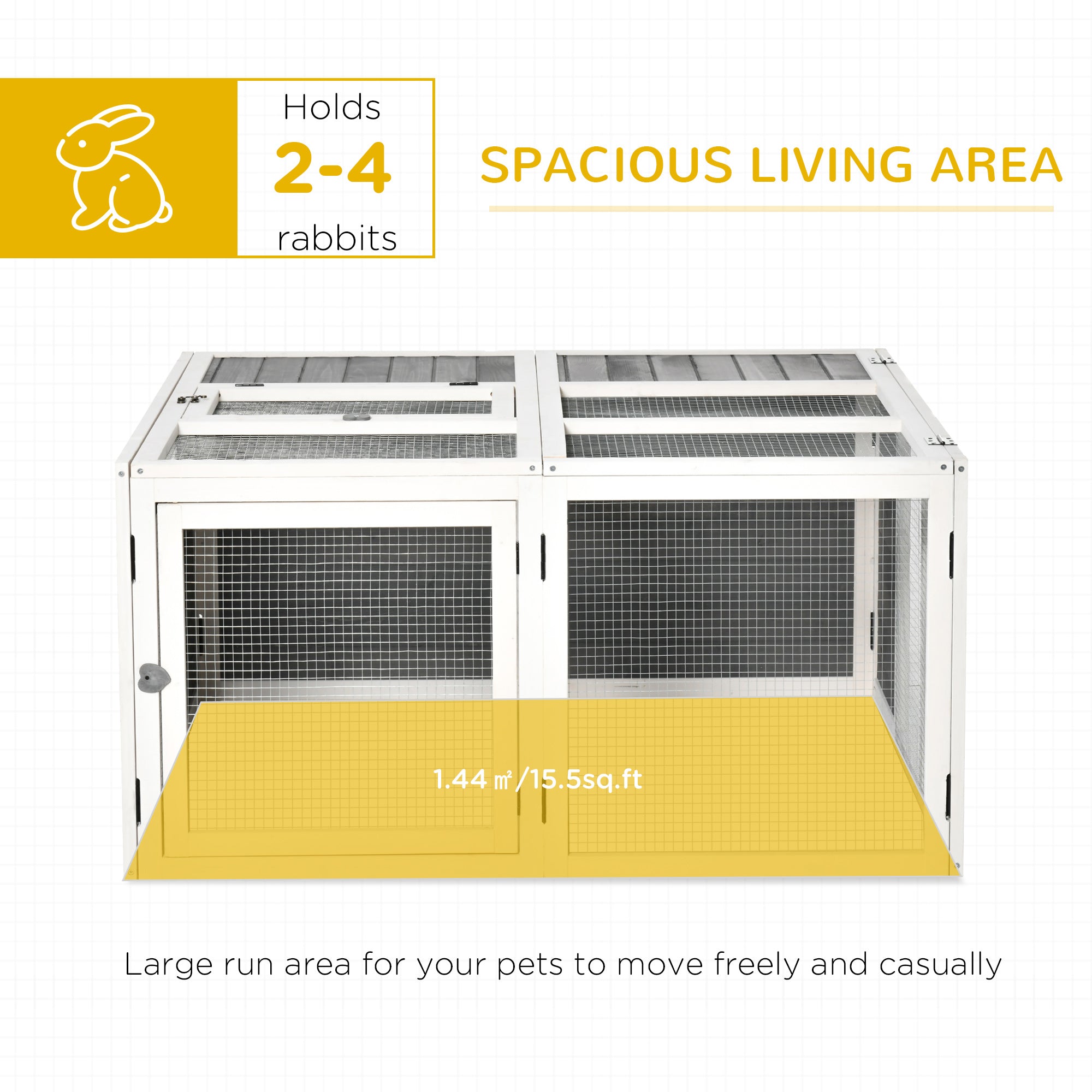 Rabbit Hutch with Openable Foldable Top, Door, for 1-4 Rabbits, for Outdoor, Backyard, Garden, Grey Rabbit Hutch   at Gallery Canada