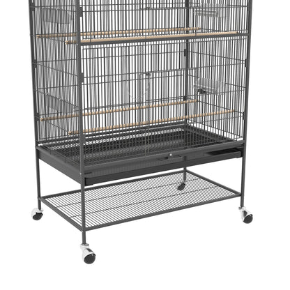 60" Bird Cage with Stand for Cockatiels Canaries Lovebirds Finches, Budgie Cage with Wheels, Removable Tray, Storage Shelf Bird Cages   at Gallery Canada