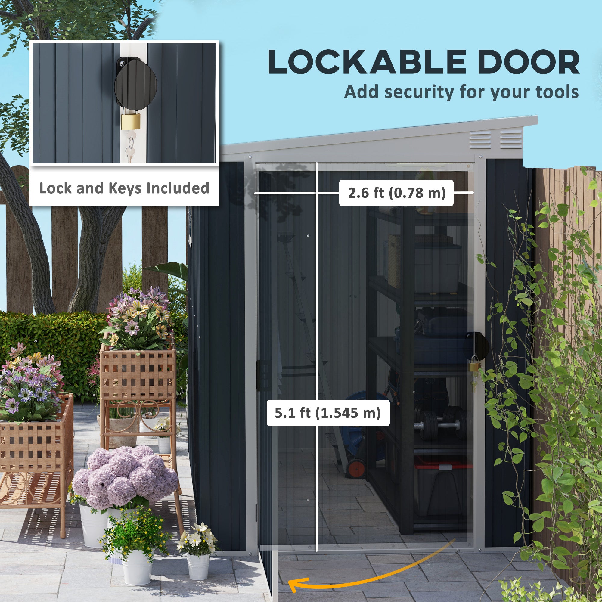 4' x 8' Outdoor Storage Shed, Metal Garden Shed with Window, 2 Vents and Lockable Door for Backyard, Garden, Patio Sheds at Gallery Canada