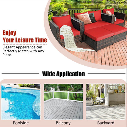 5 Pieces Patio Cushioned Rattan Furniture Set, Red Outdoor Sectionals   at Gallery Canada