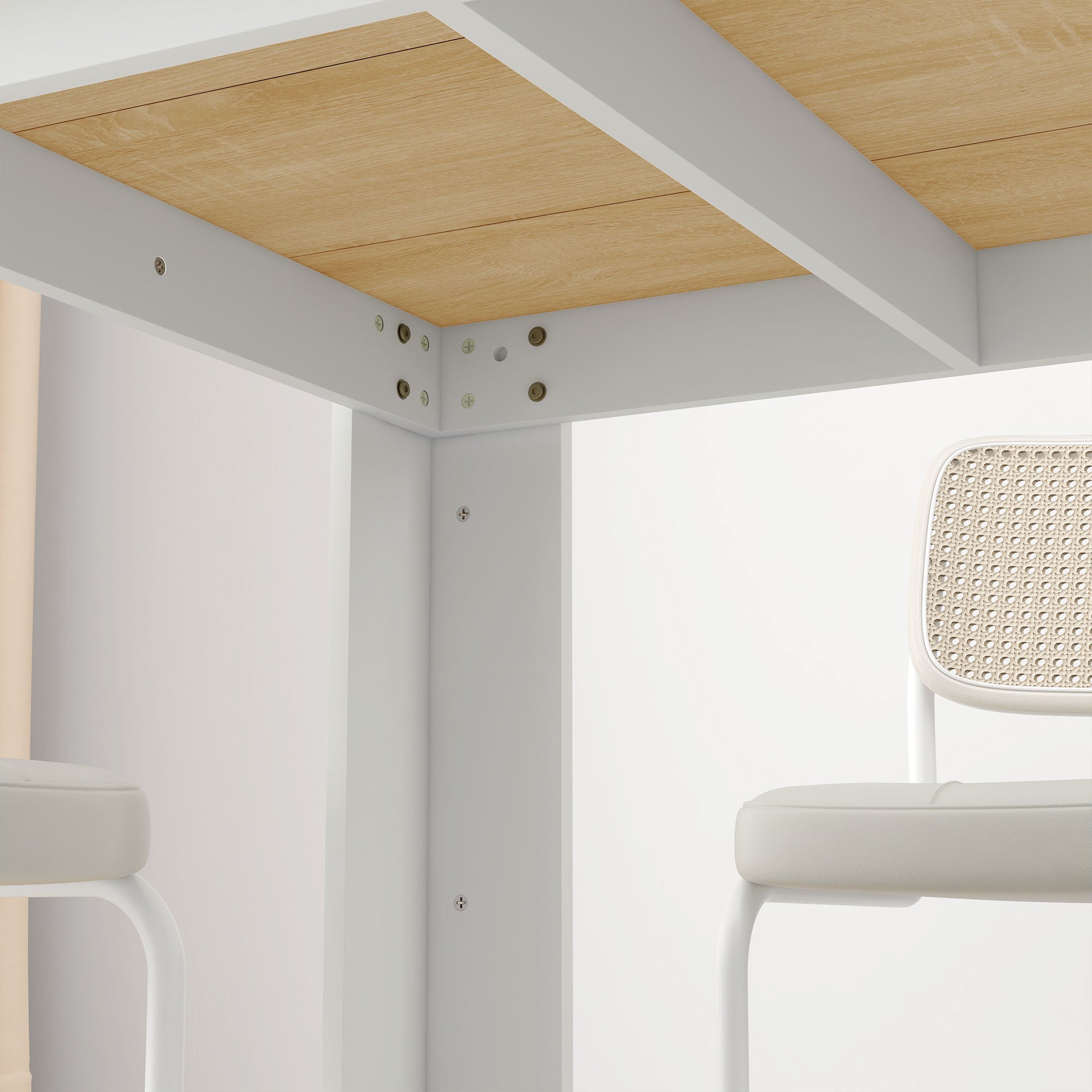 Kitchen Table for 4-6 People, Dining Table with Veneered Top for Dining Room, Oak Bar Tables at Gallery Canada