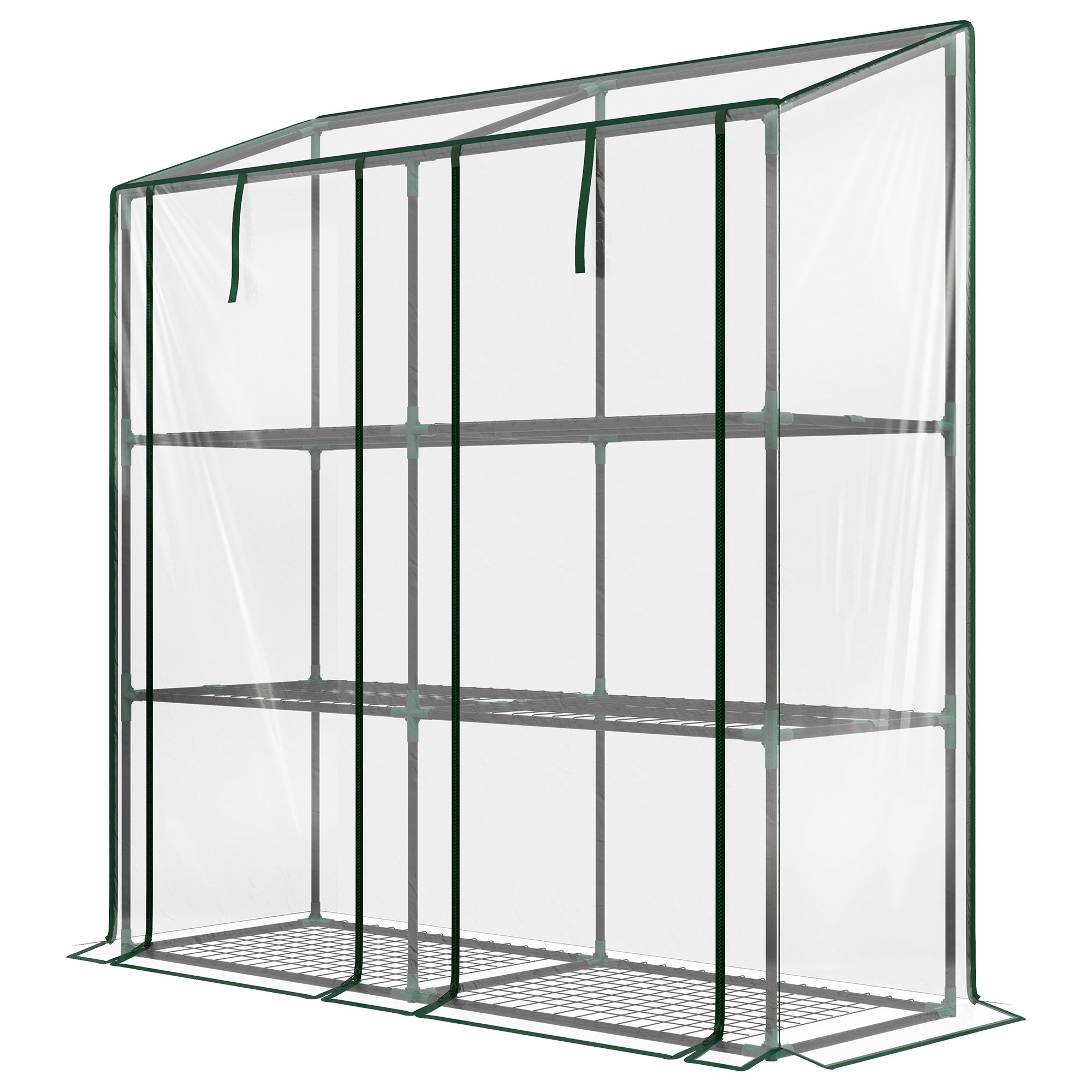 Portable Mini Greenhouse Green House with 3 Tier Shelves, Reinforced Cover, Roll-up Doors, 56.3