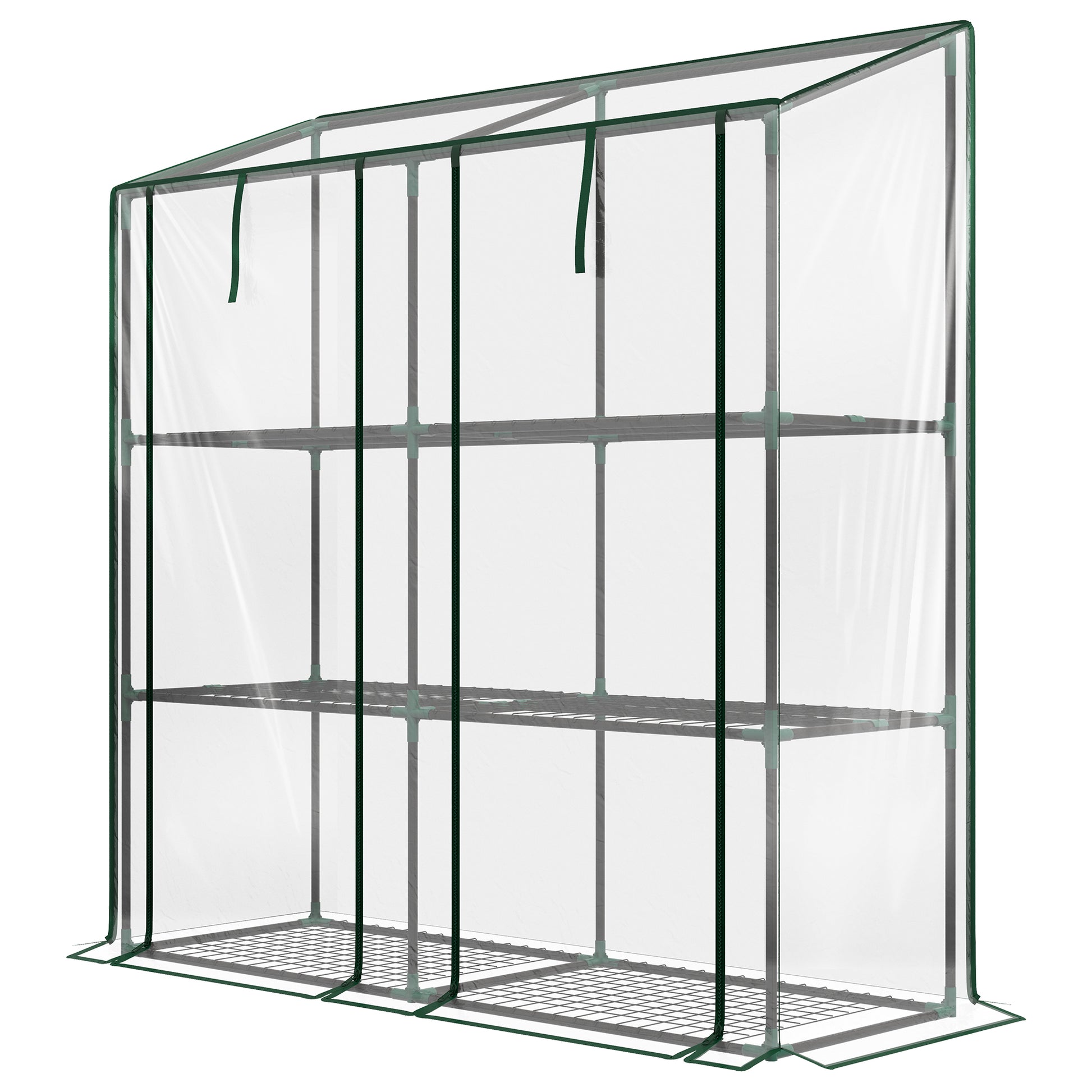 Portable Mini Greenhouse Green House with 3 Tier Shelves, Reinforced Cover, Roll-up Doors, 56.3" x 18.1" x 59.4" Greenhouses at Gallery Canada