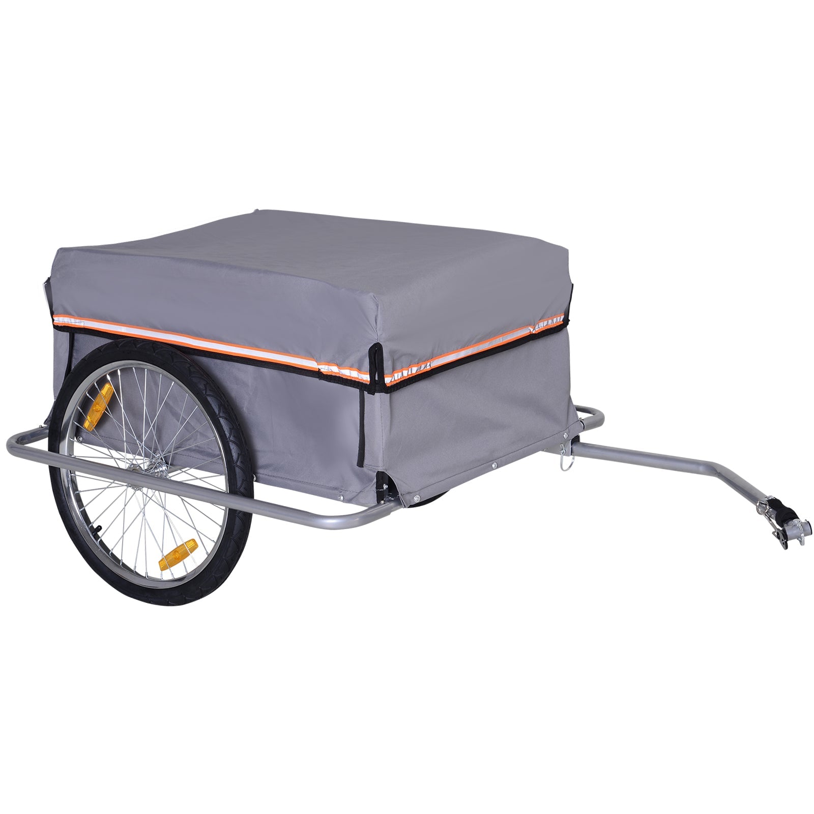 Bicycle Cargo Trailer Cart Carrier Garden Use w/ Quick Release, Cover, Grey Bike Cargo Trailers Grey  at Gallery Canada