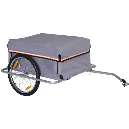 Bicycle Cargo Trailer Cart Carrier Garden Use w/ Quick Release, Cover, Grey