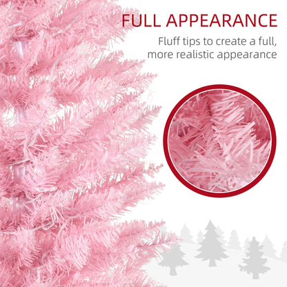 7' Pre Lit Artificial Pencil Christmas Trees, Xmas Tree with Realistic Branches and Warm White LED Lights, Pink Pencil Christmas Trees   at Gallery Canada