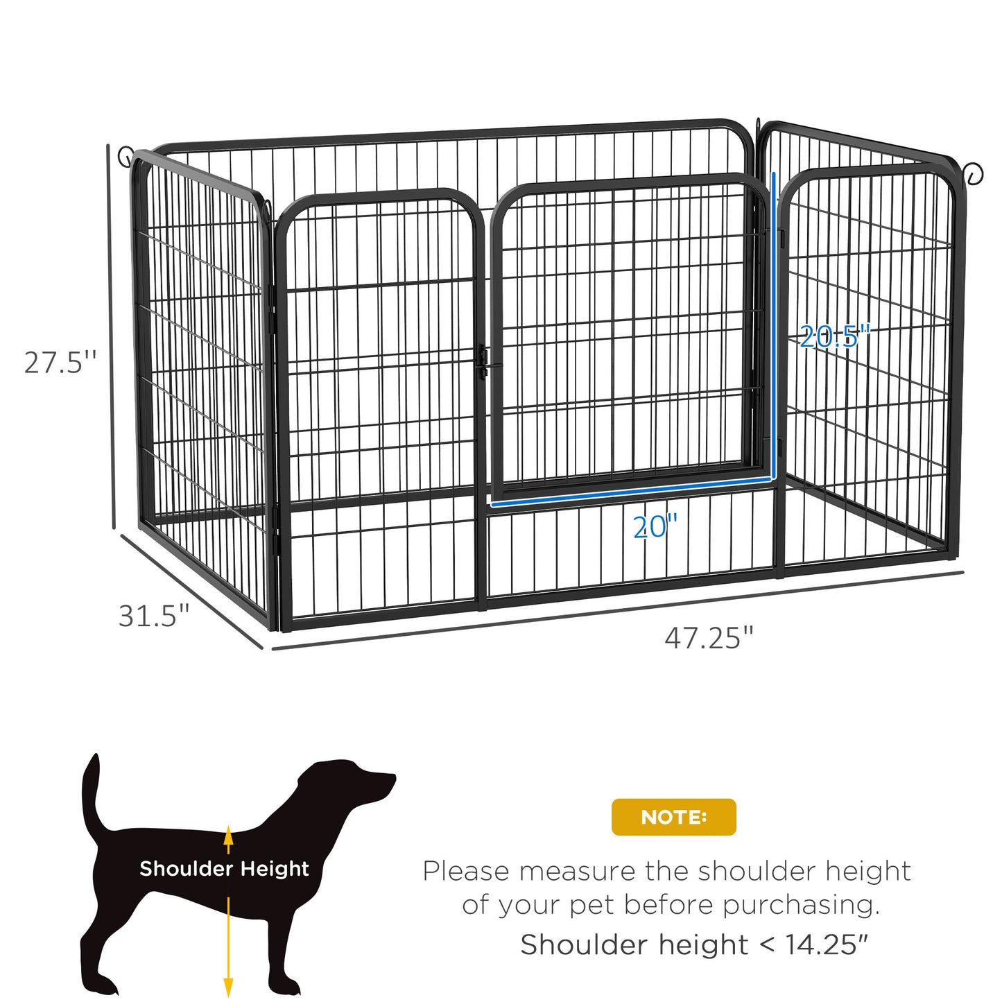 32"W 4-Panel Metal Dog Pen Exercise Pet Playpen Dog Indoor/Outdoor Fence, Black Houses, Kennels & Pens   at Gallery Canada