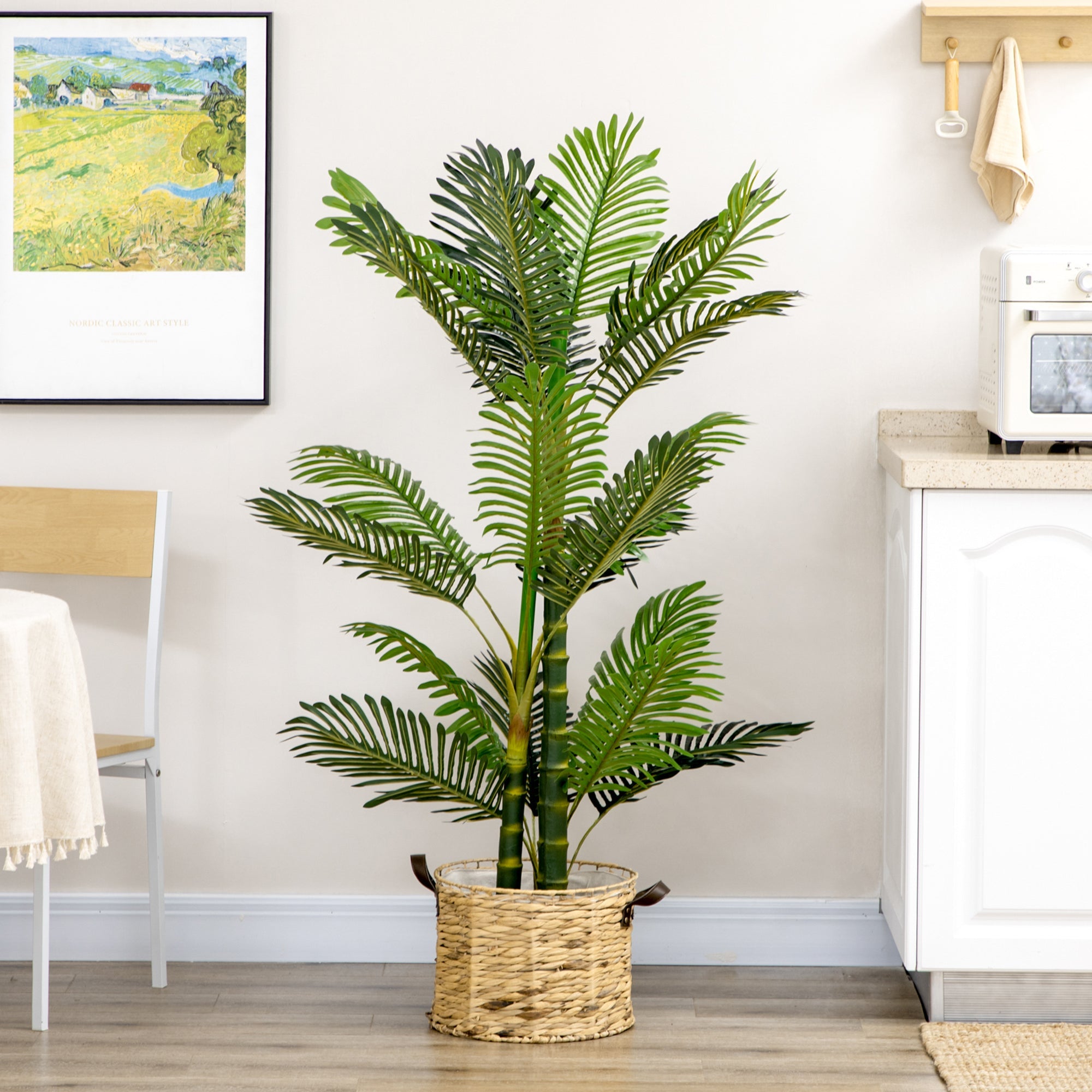 Artificial Tree Areca Palm Tree Fake Plants in Pot with 21 Leaves for Indoor Outdoor Decor, 8