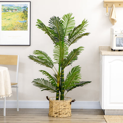 Artificial Tree Areca Palm Tree Fake Plants in Pot with 21 Leaves for Indoor Outdoor Decor, 8"x8"x60", Green Artificial Trees   at Gallery Canada