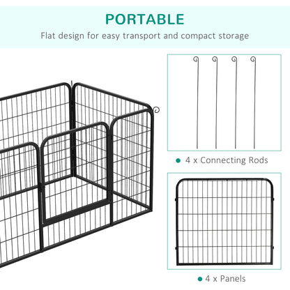 32"W 4-Panel Metal Dog Pen Exercise Pet Playpen Dog Indoor/Outdoor Fence, Black Houses, Kennels & Pens   at Gallery Canada