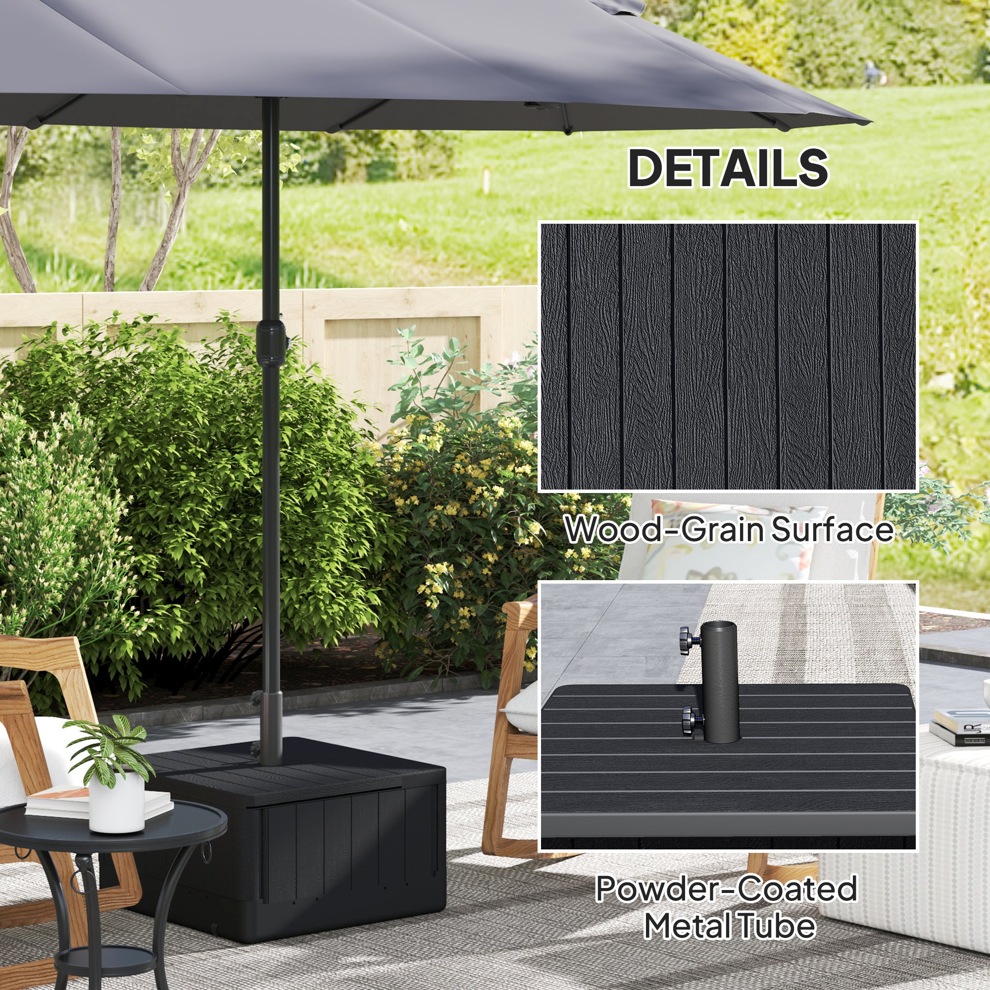 Patio Umbrella Base Outdoor Umbrella Stand with Wheels Handles, Patio Umbrella Stand, Filled Up to 176lbs with Stand or 110lbs with Water for Garden, Poolside, Black Umbrella Bases at Gallery Canada