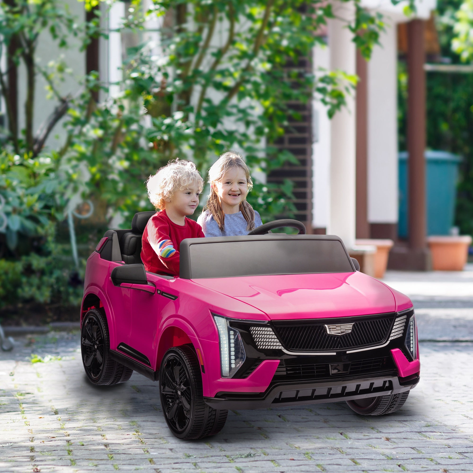 2-Seater Ride on Truck, 12V Cadillac Escalade Licensed Kids Electric Car with Remote , Spring Suspension, Pink Electric Toy Cars   at Gallery Canada