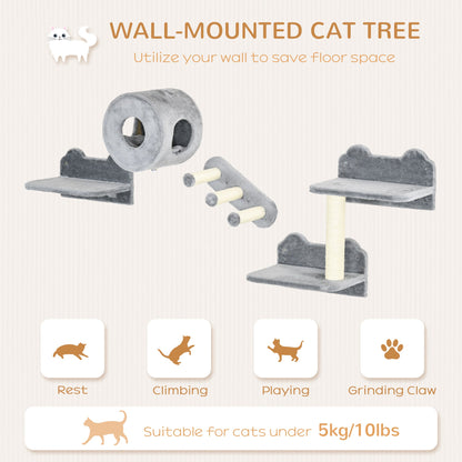 9.3" H Cat Wall Shelves Set with Condo, Cushion, Scratching Post, Grey Cat Climbing Wall   at Gallery Canada