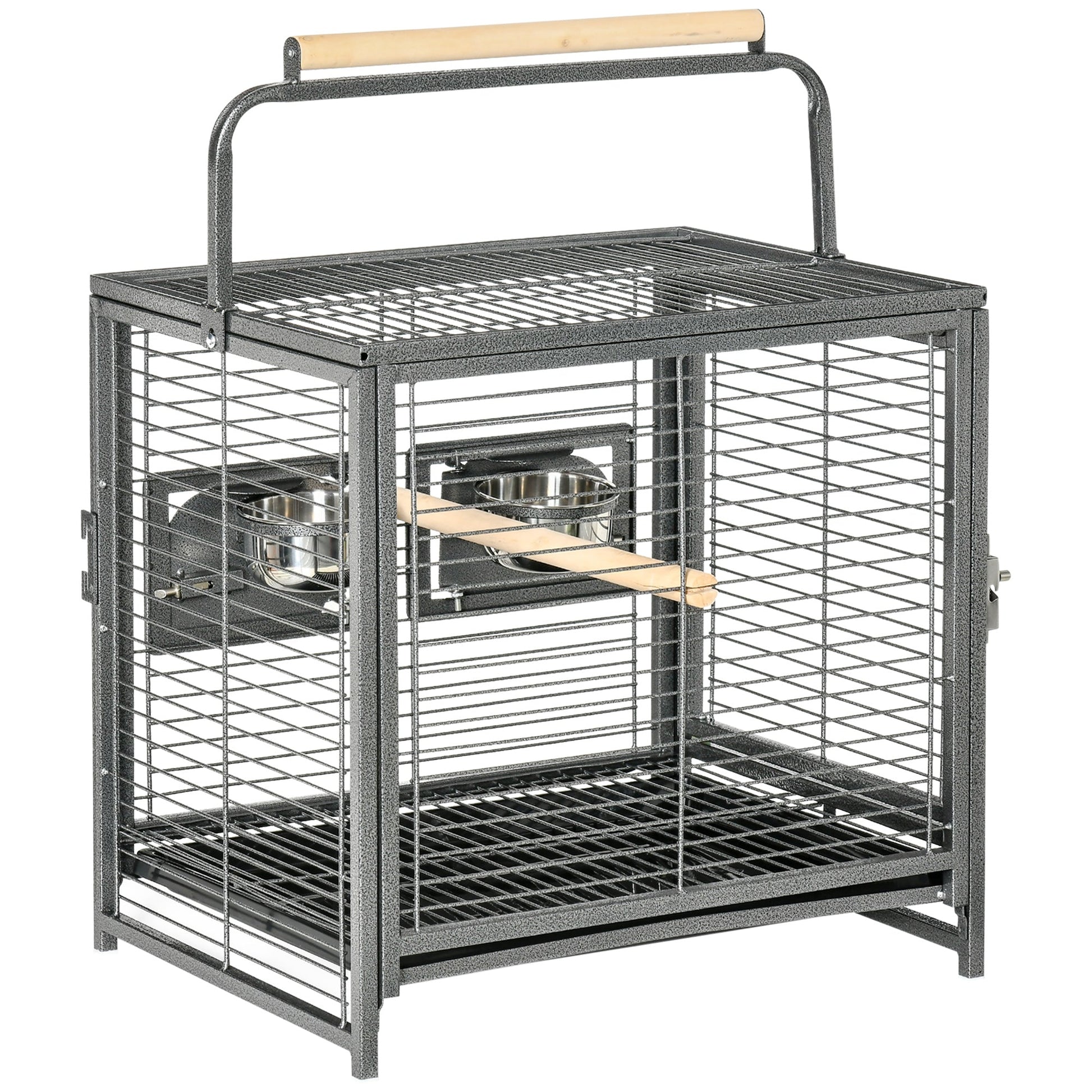 Bird Travel Carrier Cage for Parrots Conures African Grey Cockatiel Parakeets with Stand Perch, Stainless Steel Bowls, Pull Out Tray, Black Bird Cages Black  at Gallery Canada