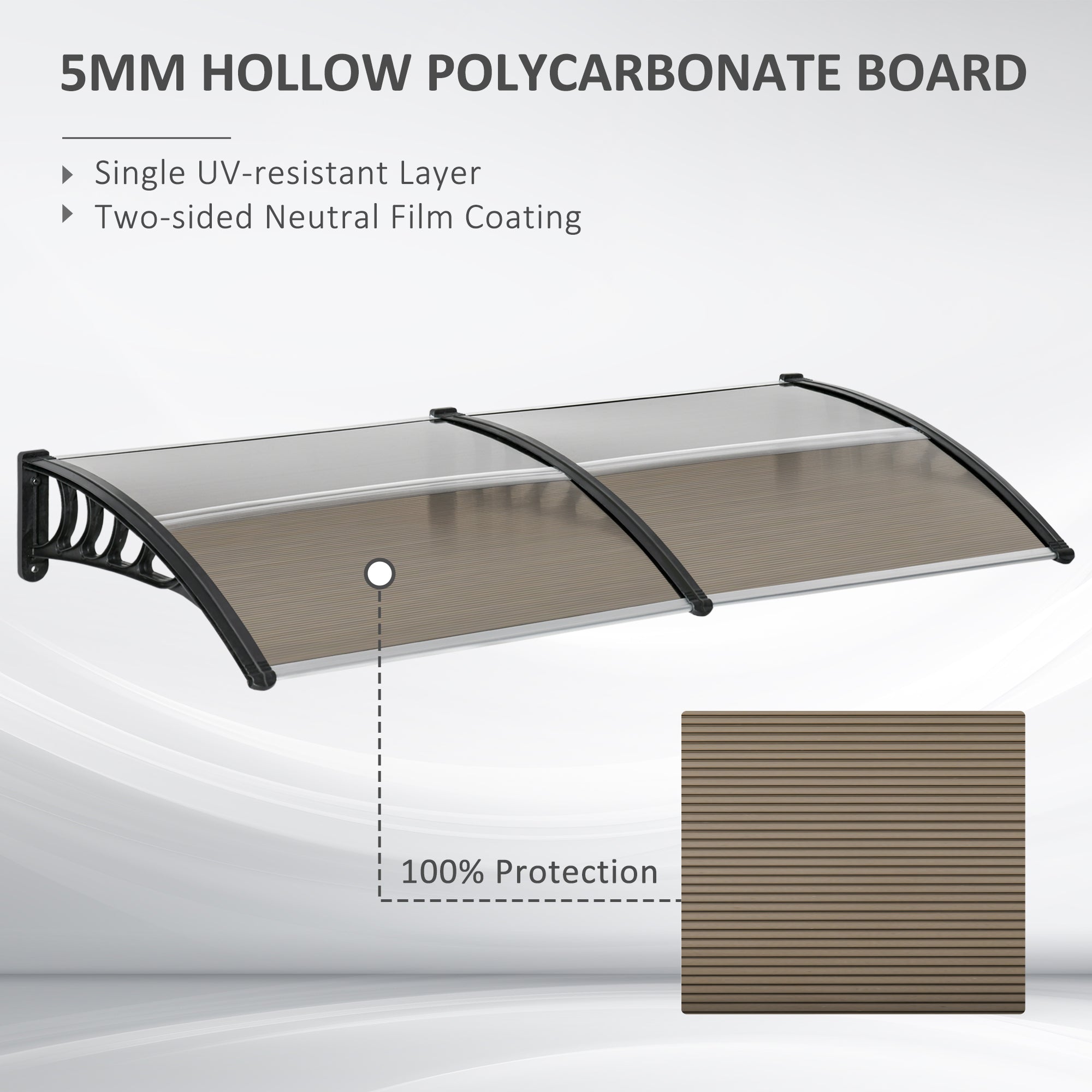 Polycarbonate Window Awning Door Canopy, UV Rain Snow Protection, 40