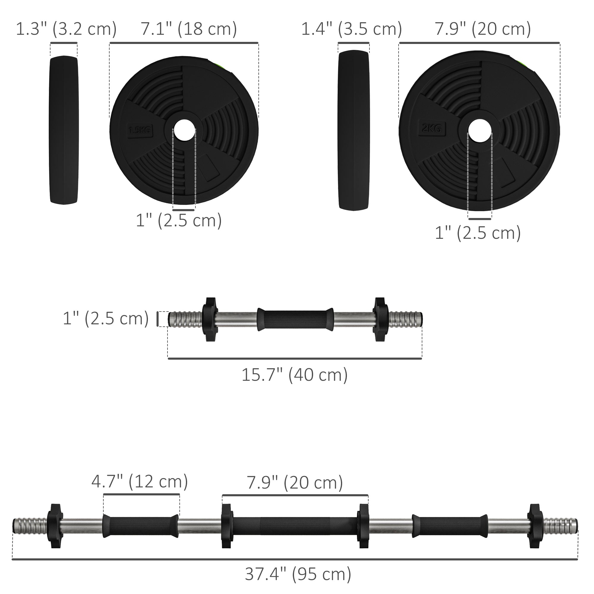 33LBS 2-in-1 Adjustable Barbell &; Dumbbells Set, Weights Set with Non-slip Handles for Men and Women Home Gym Training Dumbbells & Barbells at Gallery Canada